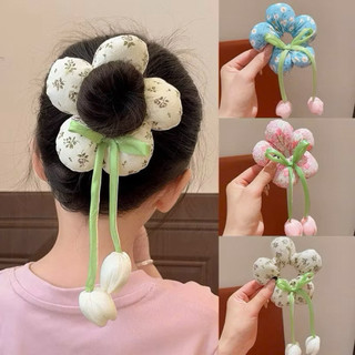 Cột tóc hình bông hoa, scrunchies hoa đuôi Tulip cho bé