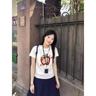 Áo Baby Tee In Hình Nửa Trái Táo Và Ba Ngôi Sao Đỏ Xinh Xắn, Chất Liệu Cotton Mềm Mại Thấm Hút Mồ Hôi