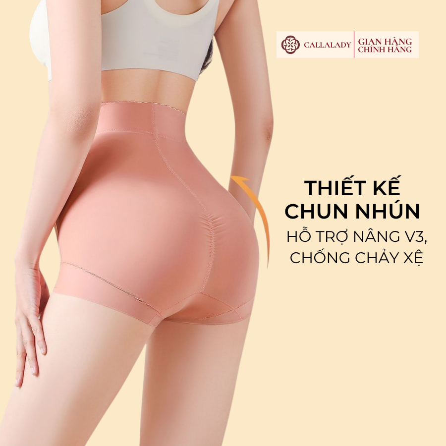 Quần lót gen bụng dưới Callalady cạp cao không lộ viền hỗ trợ nâng mông chất liệu su lạnh thông thoáng 36