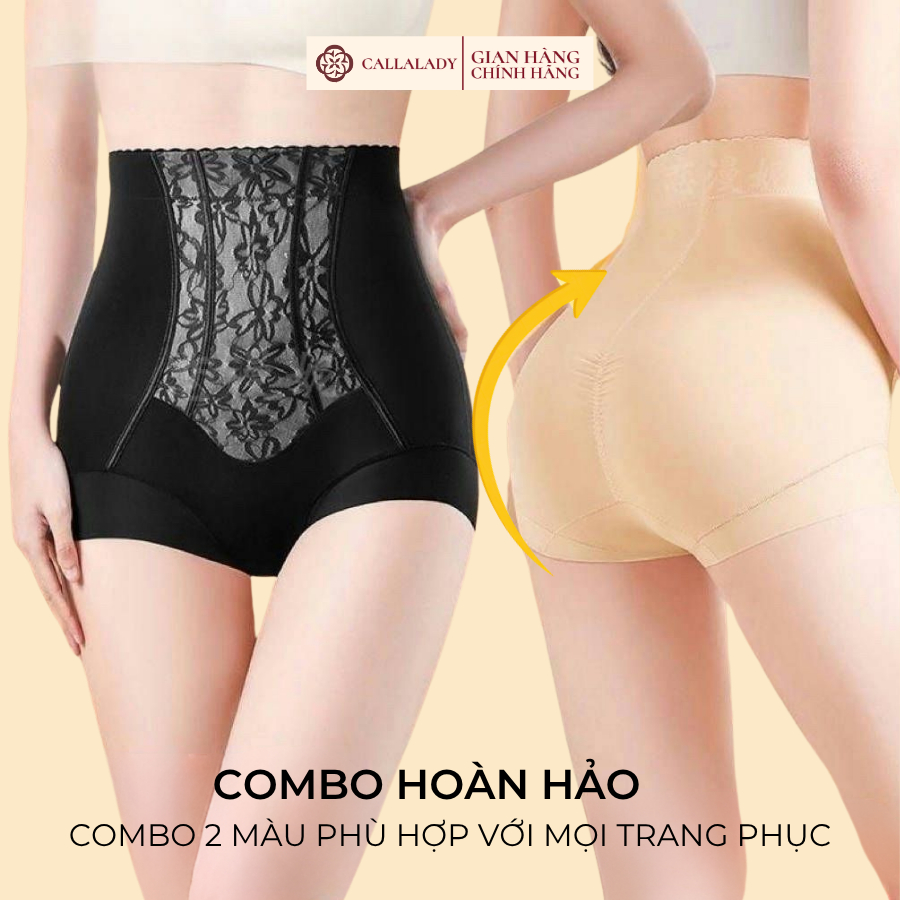 Quần lót gen bụng dưới Callalady cạp cao không lộ viền hỗ trợ nâng mông chất liệu su lạnh thông thoáng 36