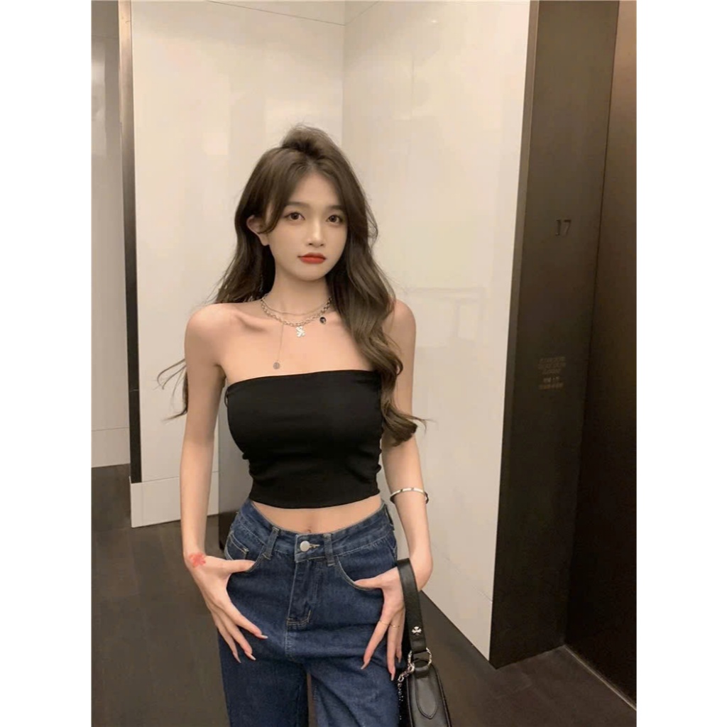 Áo Quây Croptop RANSHI Kiểu Basic Dáng Ôm Sát Tôn Body Áo Ống Chất Thun Cotton Co Giãn Thoáng Mát -RA179