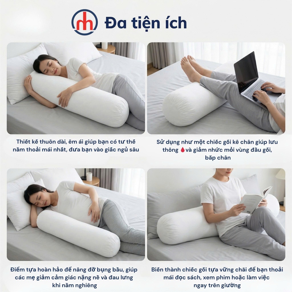 Ruột Gối Ôm NGỌC HẠNH BEDDING Gòn Lông Vũ Microfiber Size 35x100cm Êm ÁI Thoáng Khí