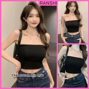 Áo Quây Croptop RANSHI Kiểu Basic Dáng Ôm Sát Tôn Body Áo Ống Chất Thun Cotton Co Giãn Thoáng Mát -RA179