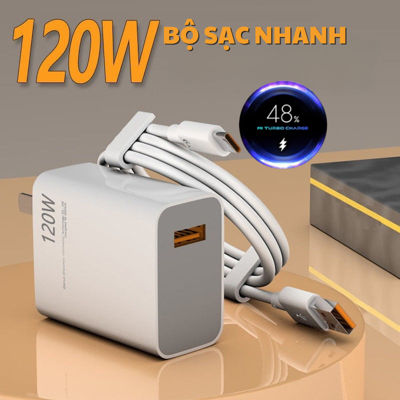 Bộ sạc nhanh 120W 67W 33W có Cáp sạc nhanh USB to TypeC dài 1M cho sạc nhanh an toàn không nóng