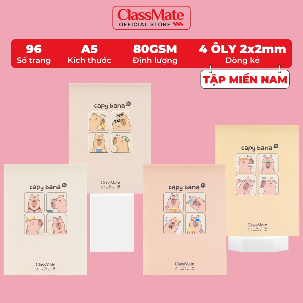 Tập Học Sinh Miền Nam 80GSM Không Thấm Mực Classmate Vở 4 Ô Ly A5 96 Trang Vở 4 Ô Li 2x2mm Vở Học Sinh Cấp 1 NA5-09-026