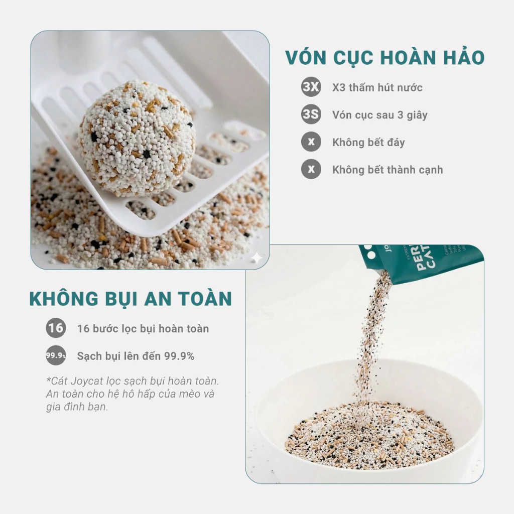Cát Sắn Vệ Sinh Mèo JOYCAT PerformX 2.5KG – Vón Cục Siêu Nhanh, Khử Mùi 21 Ngày, Không Bụi