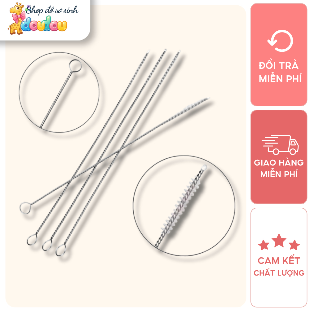 Cọ Rửa Ống Hút Bình Sữa DouDou Cho Bé Bằng Thép Không Gỉ, Uốn Cong Dễ Dàng A45