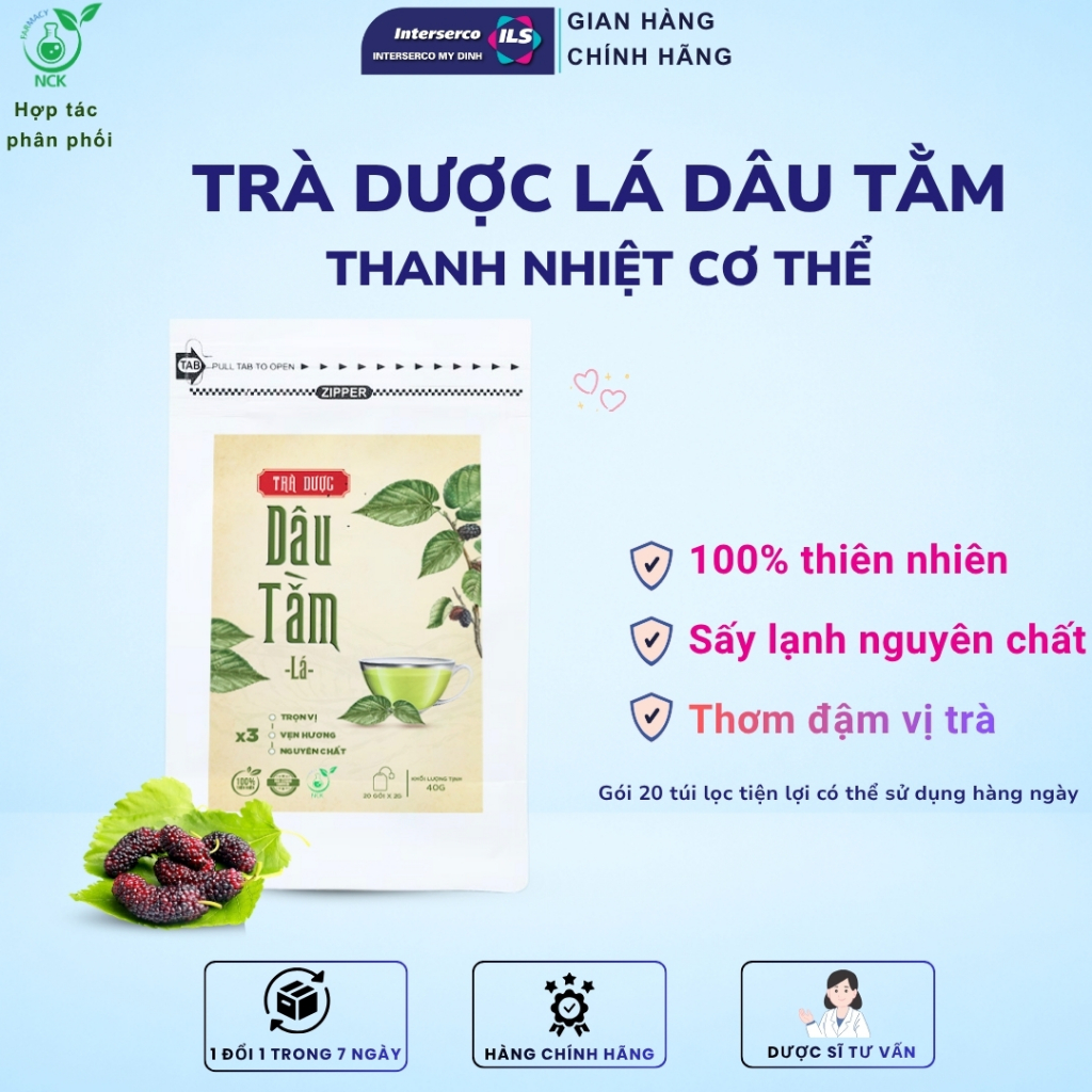 Trà Dược Dâu Tằm Lá NCK - Bổ Sung Dinh Dưỡng, Giải Nhiệt Và Bồi Bổ Cơ Thể (20 Gói x2g)
