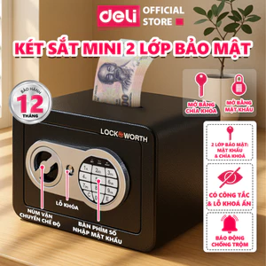 Két Sắt Mini DELI Khóa Điện Tử Có Khe Đút Tiền Chống Cháy, 2 Phương Thức Mở Khóa, Bảo Mật Cao An Toàn