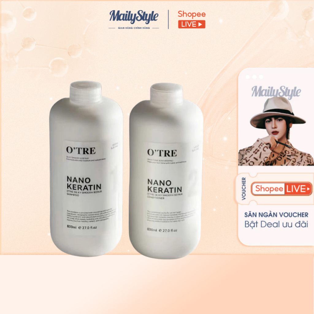 H365_ Combo (01 Cặp) E16 Bộ Dầu Gội Xả O’TRE Nano Keratin chai 800ml + (01 Tuýp) C08 KCN  Lumiderm tuýp 50ml