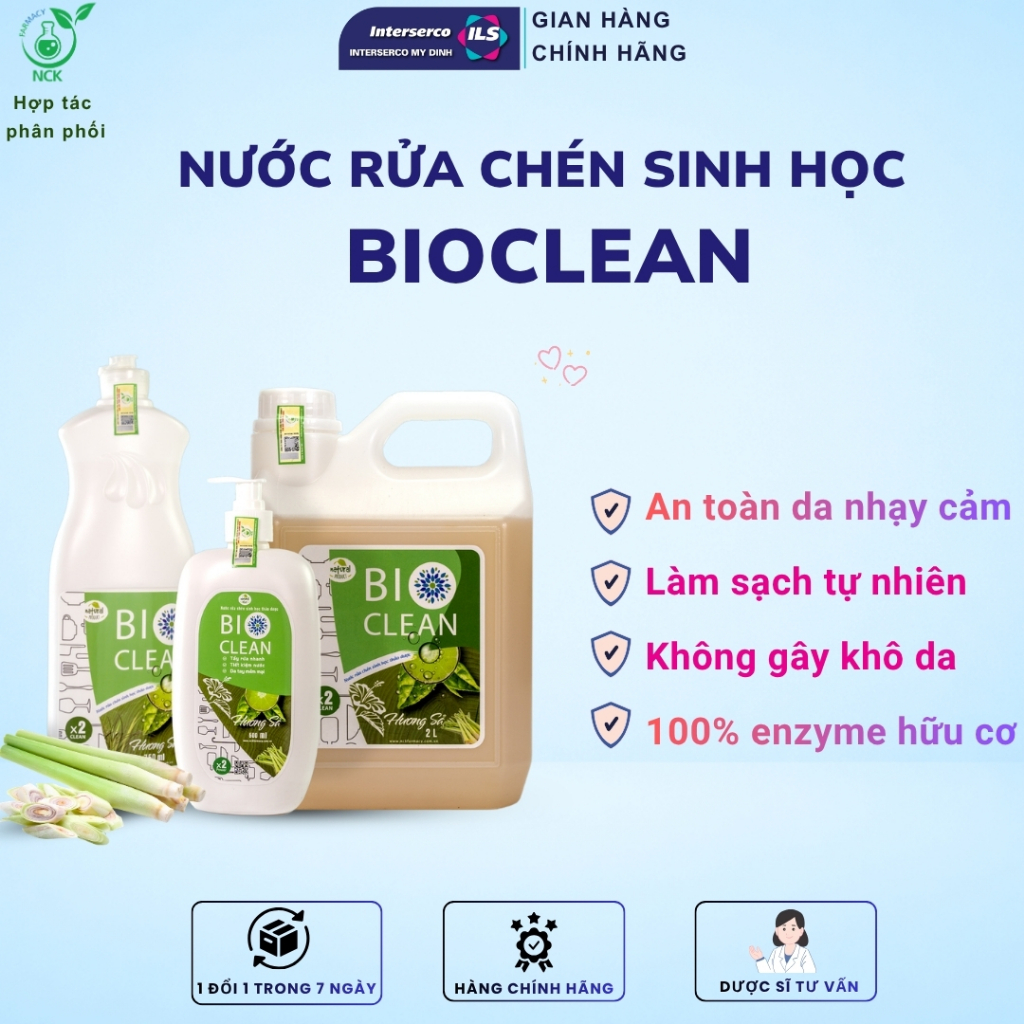 Nước Rửa Chén Sinh Học Thảo Dược Bioclean - Đánh Bay Vi Khuẩn, Khử Mùi Tanh (500ml/700ml/2L)