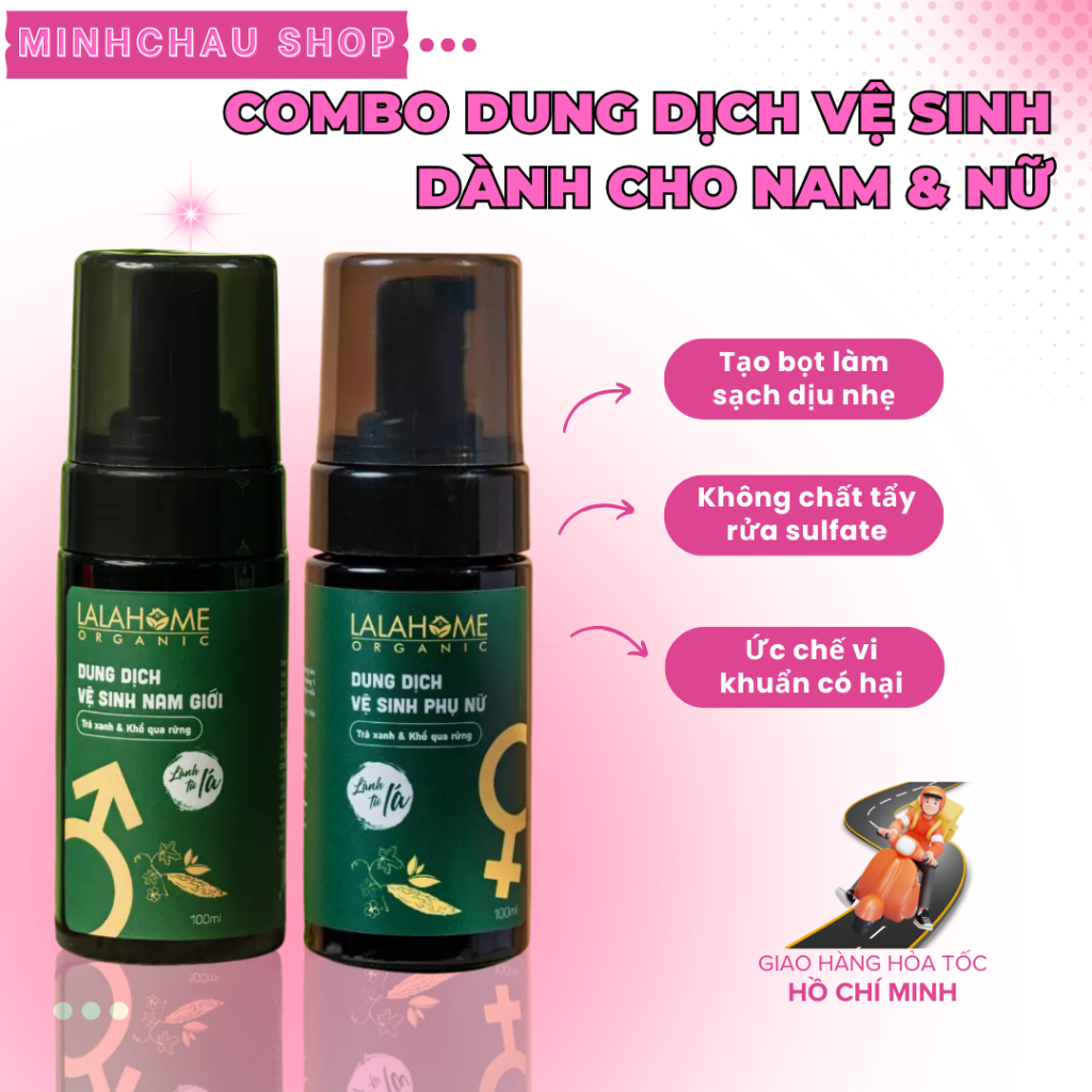 Combo Dung Dịch Vệ Sinh Tạo Bọt 100ml, Dành Cho Nam & Nữ, Chiết Xuất Trà Xanh | LALAHOME ORGANIC