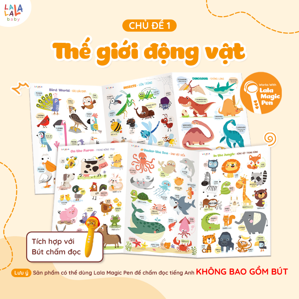 [BẢN NÂNG CẤP] Bảng giáo dục chữ cái cho bé Song Ngữ bảng gấp thông thái Lalala baby đồ chơi nhiều chủ đề thú vị