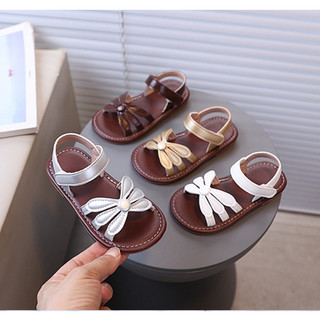 Sz 21-30 Dép Quai Hậu Quai Cánh Hoa Phối Đế Viền Nâu Mềm Êm Chân Cho Bé Gái Từ 2-6 Tuổi K137