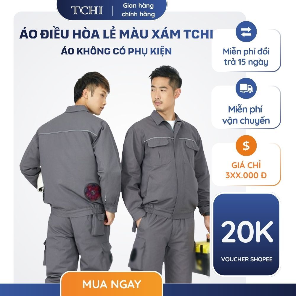 Áo Điều Hòa TCHI Cao Cấp Pin 86000MAH Chạy 12-17H, Chống Nắng Nóng, Tĩnh Điện Tốt, An Toàn, Chống UV