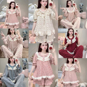 Đồ Ngủ Nữ JUSOKA Pijama Chất Liệu Đũi Vân Mây, Bộ Đồ Ngủ Nữ Viền Ren Siêu Mềm Mịn Cao Cấp Và Thoải Mái DU27