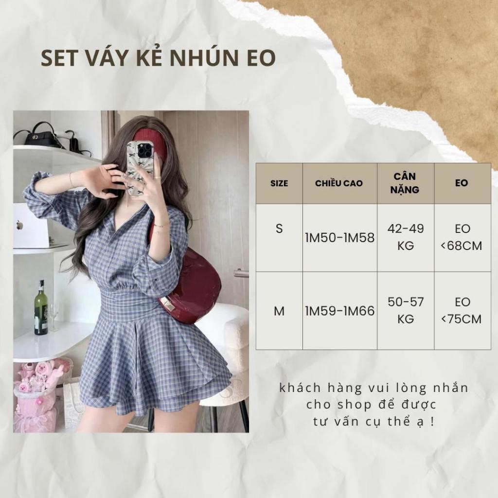 Váy sơ mi phối kẻ  nhún eo xếp ly 2 tầng - ST Design - 70