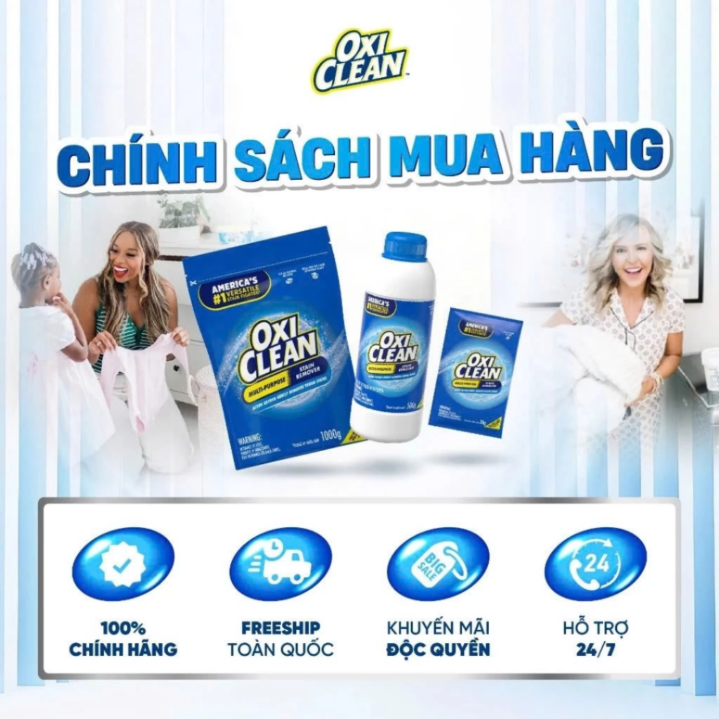 BộTẩy Đa Năng Oxiclean Giúp Tẩy Các Vết Bẩn Cứng Đầu Trên Quần Áo, Tẩy Cặn Canxi, Tẩy Lồng Giặt