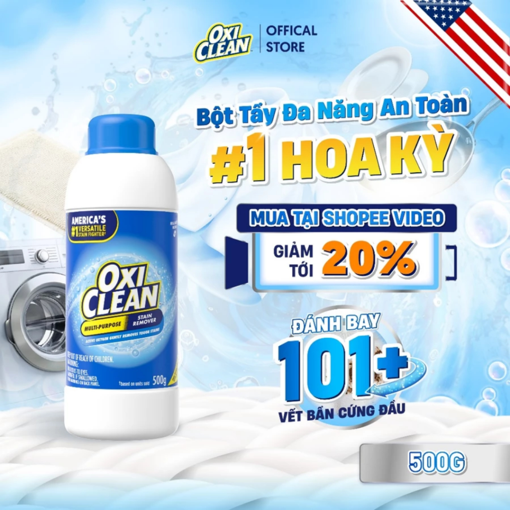 BộTẩy Đa Năng Oxiclean Giúp Tẩy Các Vết Bẩn Cứng Đầu Trên Quần Áo, Tẩy Cặn Canxi, Tẩy Lồng Giặt