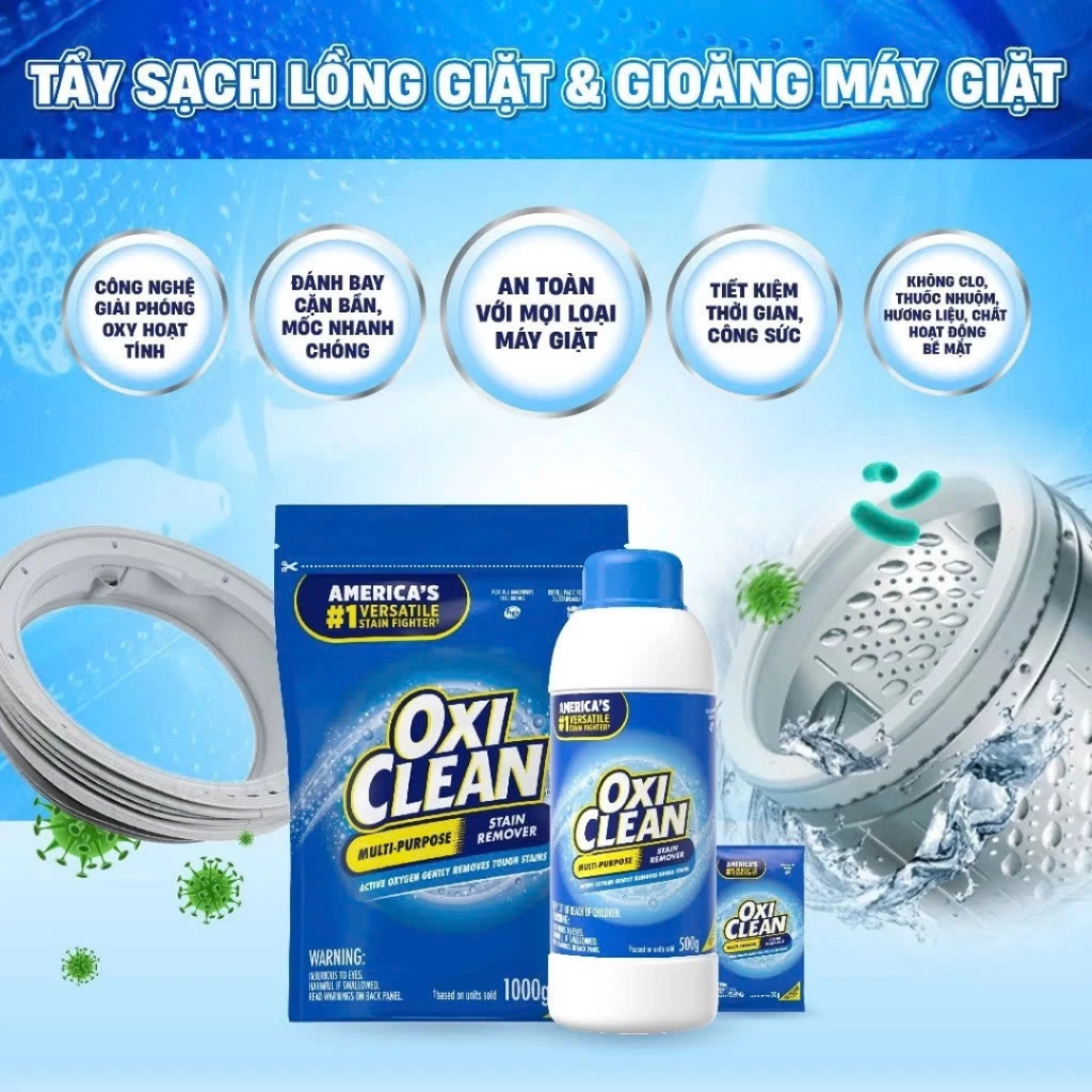 BộTẩy Đa Năng Oxiclean Giúp Tẩy Các Vết Bẩn Cứng Đầu Trên Quần Áo, Tẩy Cặn Canxi, Tẩy Lồng Giặt