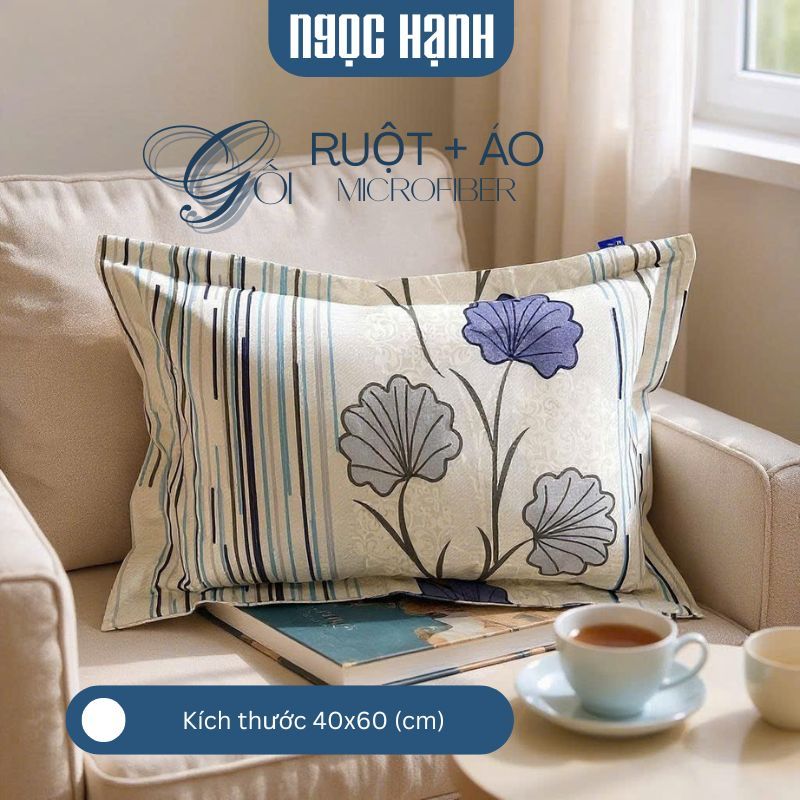 Ruột Gối Nằm NGỌC HẠNH BEDDING Gòn Lông Vũ Microfiber Size 40x60cm  50x70cm Êm ÁI Thoáng Khí
