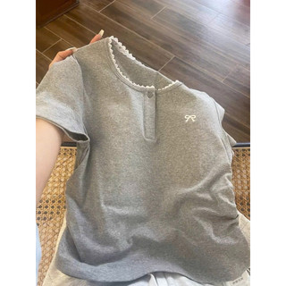 Áo bbt form vừa cúc ngực cổ phối ren thêu hình nơ