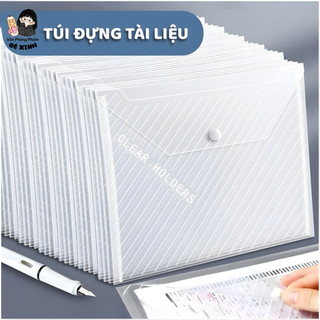 Set 10 Túi Đựng Hồ Sơ A4 Trong Suốt – Túi Nút Bấm Đựng Tài Liệu Nhựa Dẻo Tiện Lợi