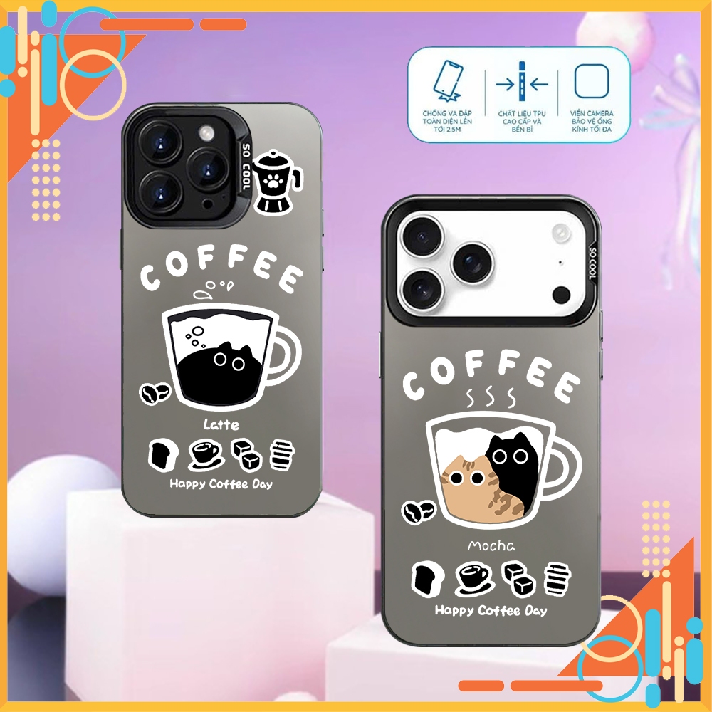 Ốp Lưng iPhone IMD (MÈO COFFE), Chống Sốc, Bảo Vệ Camera dành cho iP 7/8/X/XSMAX/11/12/13/14/15/16/17/Pro/Max