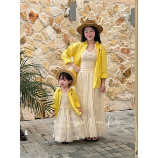 A97-[tomnaukids] Áo sơ mi Mẹ và Bé cho bé chất Kaki Cotton  size từ 9-65Kg