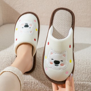 Dép vải lanh nam nữ mang trong nhà chống trơn trượt, dép cao cấp họa tiết dễ thương