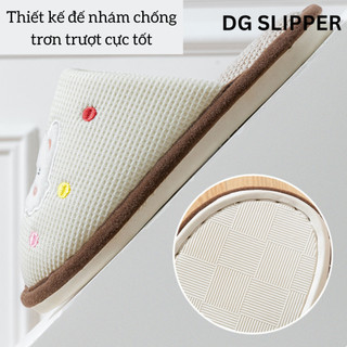 Dép vải lanh nam nữ mang trong nhà chống trơn trượt, dép cao cấp họa tiết dễ thương