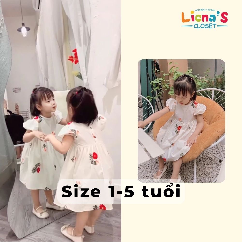 Váy Babydoll Liena’S Closet Cho Bé Gái 1-5 Tuổi Thêu Hoa Điệu Đà
