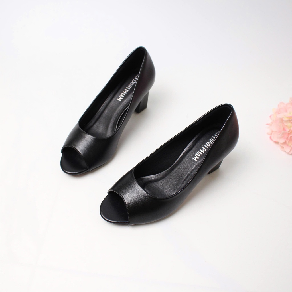 [SALE SỐC] Giày hở mũi dáng cơ bản cao 5 phân màu đen