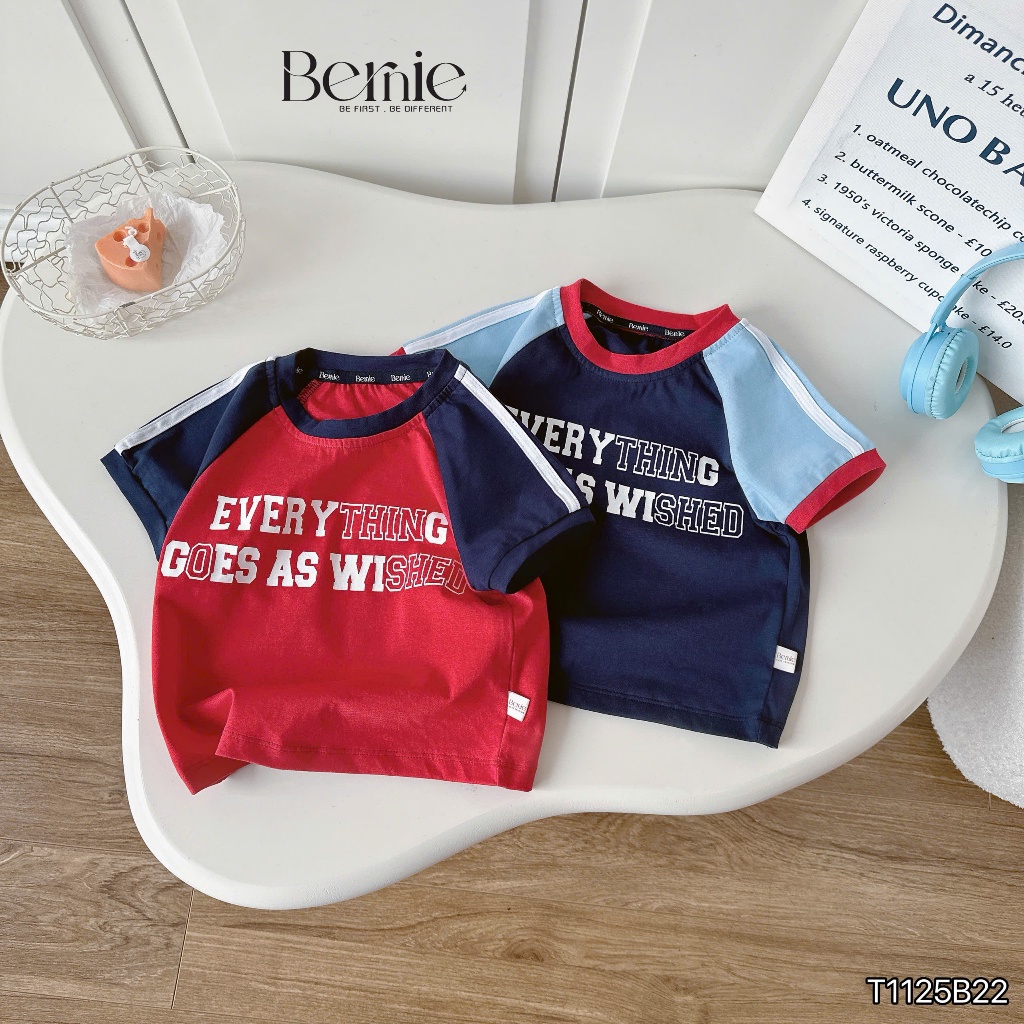 Bộ thể thao phối màu in hoạ tiết chữ cho bé, bộ thun cotton khoẻ khoắn mềm mát cho bé