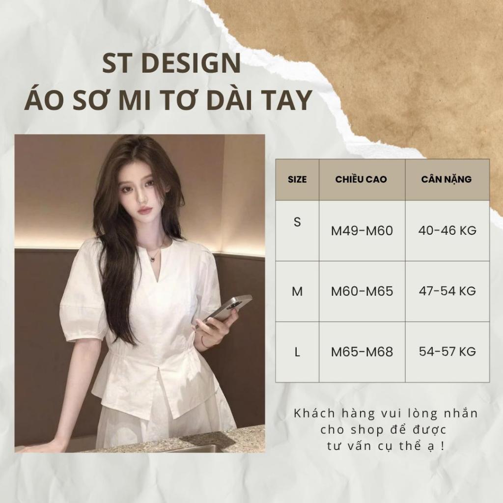 Áo sơ mi chất Thô Nhật nhún eo xẻ tà phối điệu - ST Design - 67