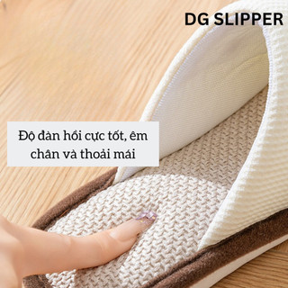 Dép vải lanh nam nữ mang trong nhà chống trơn trượt, dép cao cấp họa tiết dễ thương