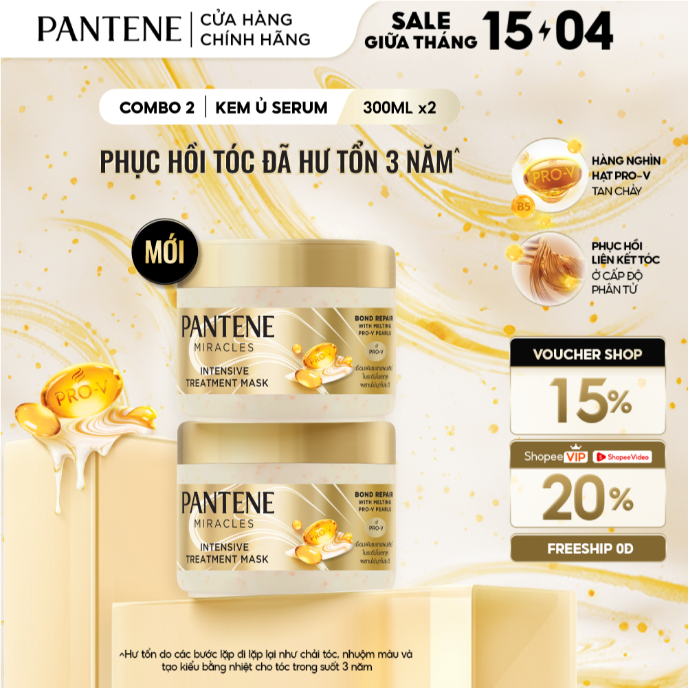[LS] Combo 2 Mặt Nạ Ủ Tóc Chuyên Sâu PANTENE Miracles Phục Hồi Liên Kết ...