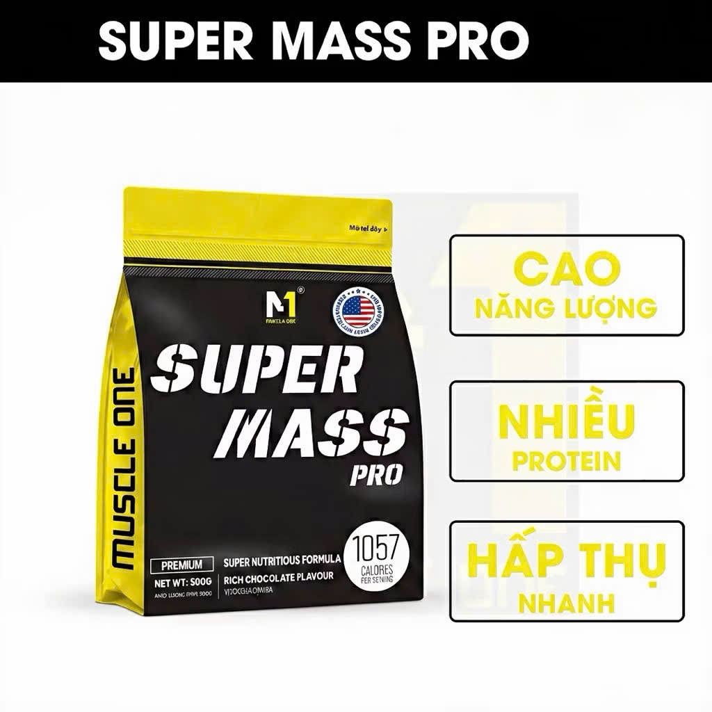 Bột sữa tăng cân cho người gây - Super Mass M1 hỗ trợ tăng cơ Túi + quà tặng