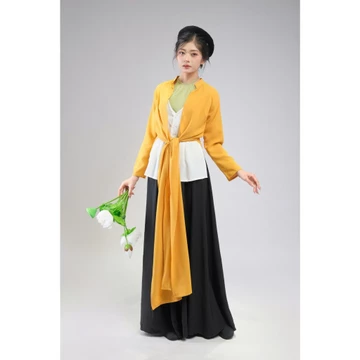 TYD0309 Áo Tứ Thân Nữ Màu Vàng Yếm Xanh - Set Trang Phục Chụp Ảnh Sen, Kỷ Yếu Phong Cách Nàng Thơ - SAND OUTFIT