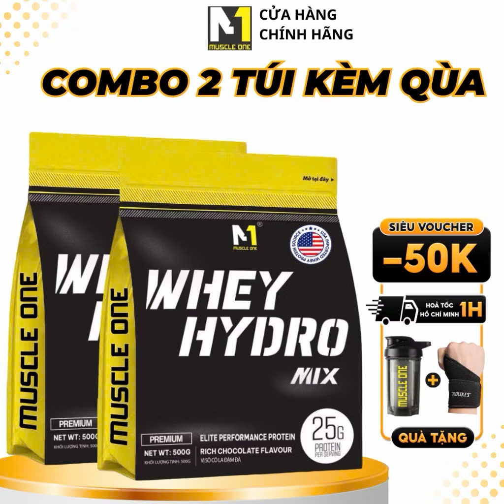 Whey protein Hydro Mix M1 - Hỗ trợ tăng cơ hiệu quả nhanh kèm tặng Bình lắc - Hàng Chính Hãng