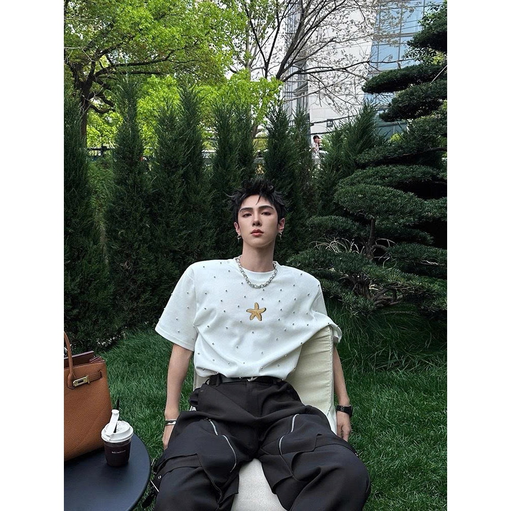 Áo thun Stee Cổ tròn kết hạt ngọc trai PEARL Localbrand ICVCVNI Unisex