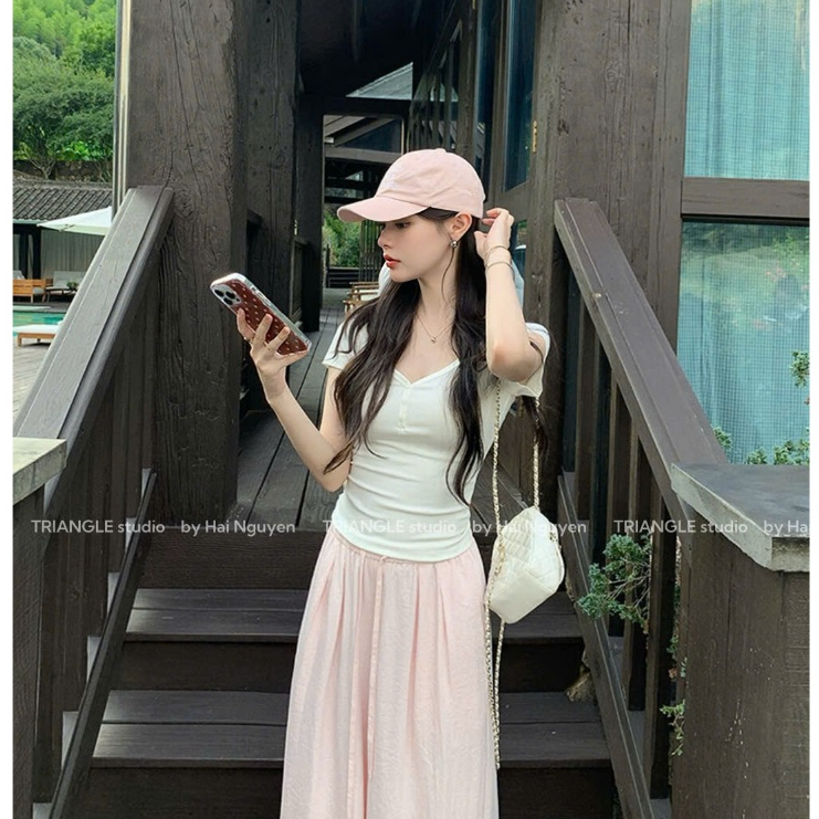 TRIANGLE - Basic T-shirt (Cân nhắc kỹ, return is not welcomed) Áo thun trơn dáng ôm basic style Hàn dễ mặc