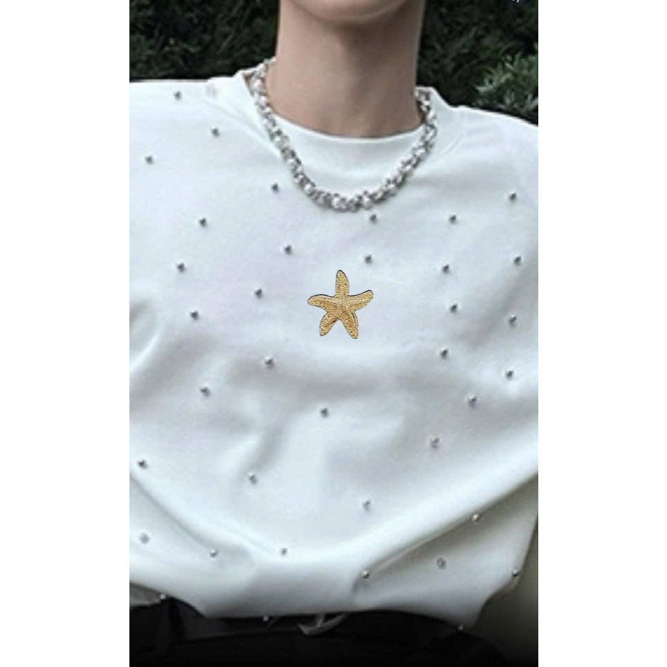 Áo thun Stee Cổ tròn kết hạt ngọc trai PEARL Localbrand ICVCVNI Unisex