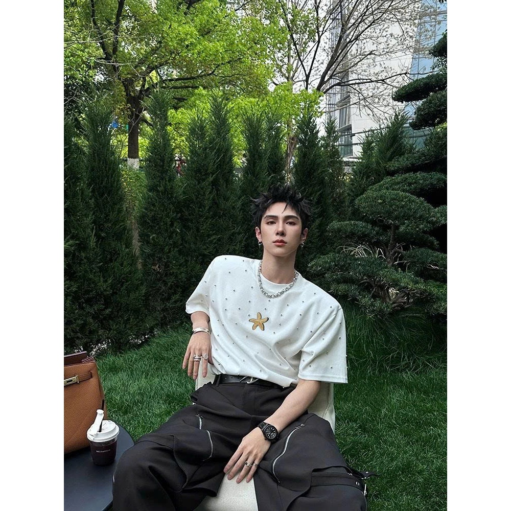 Áo thun Stee Cổ tròn kết hạt ngọc trai PEARL Localbrand ICVCVNI Unisex
