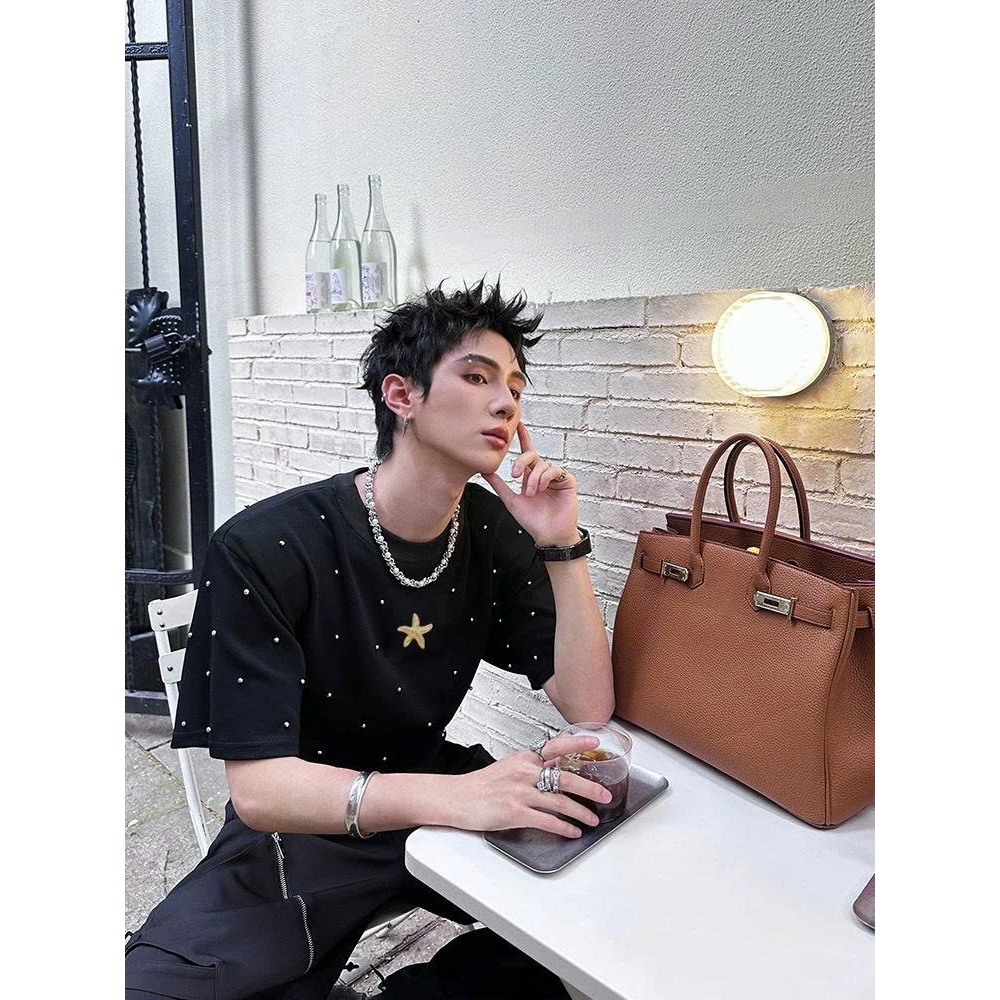 Áo thun Stee Cổ tròn kết hạt ngọc trai PEARL Localbrand ICVCVNI Unisex