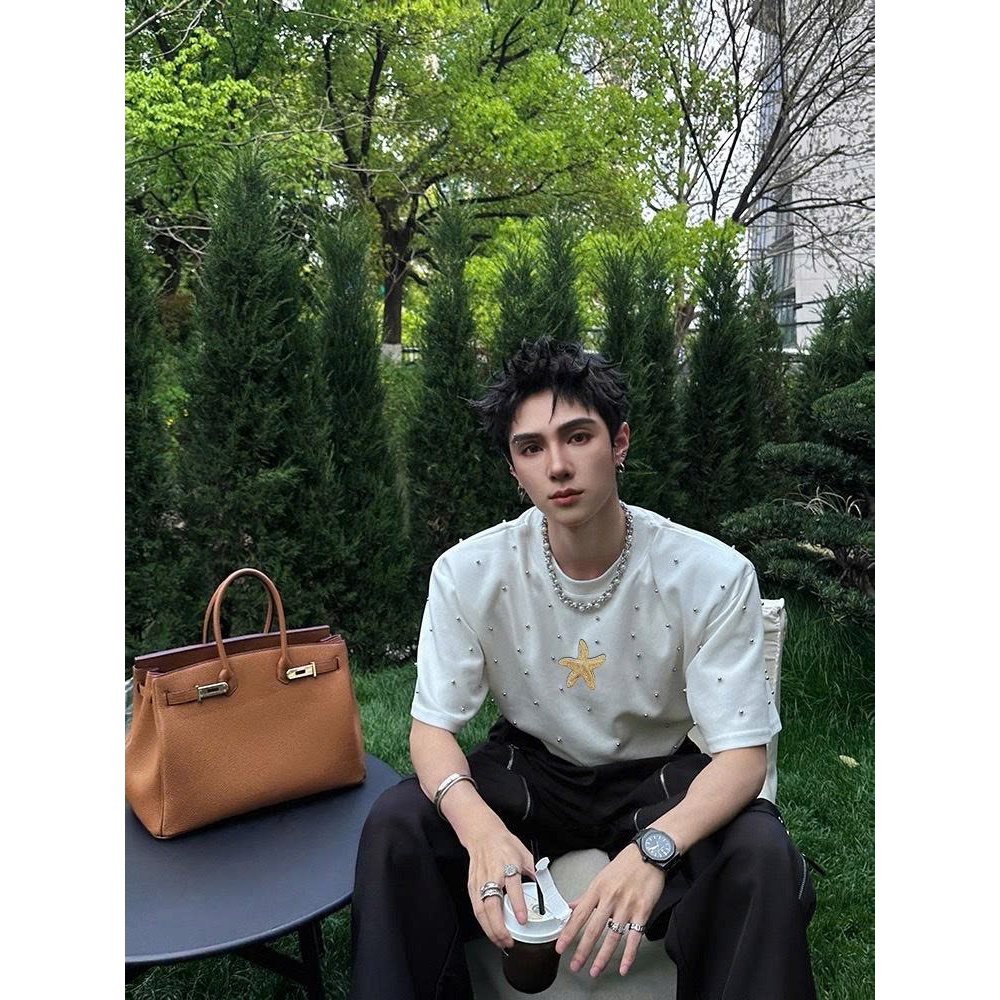 Áo thun Stee Cổ tròn kết hạt ngọc trai PEARL Localbrand ICVCVNI Unisex