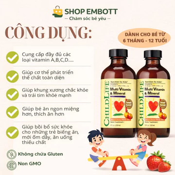 Vitamin Tổng Hợp ChildLife Multi Vitamin & Mineral 237ml Cho Bé Tăng Đề Kháng Shop Embott
