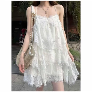 Đầm Babydoll Hai Dây Ren Tầng Tiểu Thư, Đầm Xòe Dáng Rộng Nữ Tính Mặc Đi Chơi, Du Lịch Biển Phong Cách Hàn Quốc Hot 2026