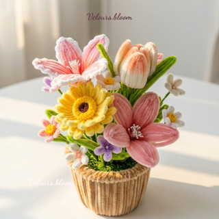 [Velours.bloom] Chậu Hoa Kẽm Nhung Handmade Trang Trí Sáng Tạo - Sắc Màu Cho Góc Làm Việc