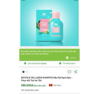 Dầu gội Biotin & Collagen Shampoo sạch gàu và phục hồi tóc hư tổn